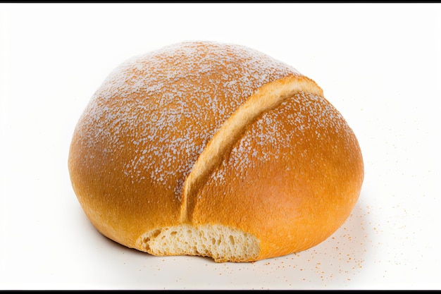 Fresh hot round bread on a white background AI generated