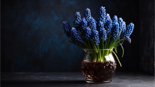 fresh hyacinth flowers over dark bakcground