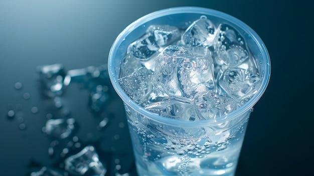 fresh ice cold water in Plastic cup