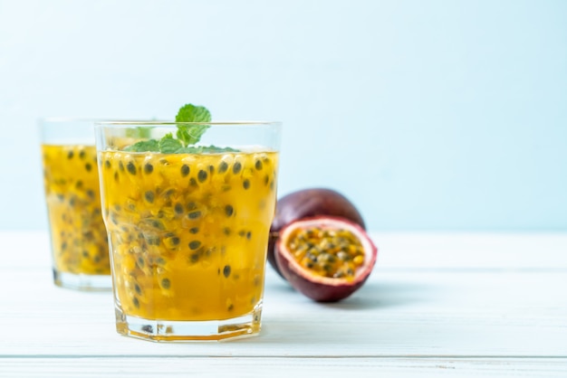 fresh and iced passion fruit juice