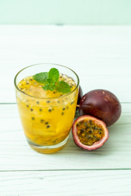 fresh and iced passion fruit juice