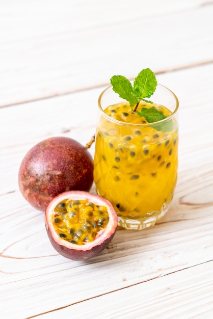 fresh and iced passion fruit juice