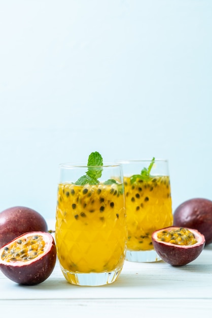 fresh and iced passion fruit juice