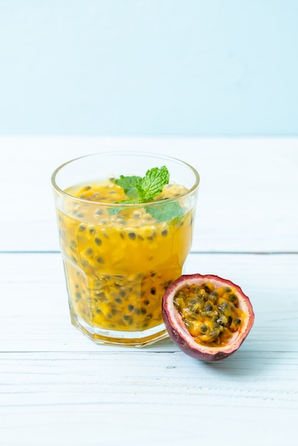 fresh and iced passion fruit juice