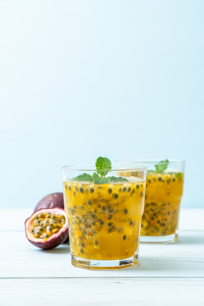 fresh and iced passion fruit juice