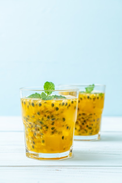 fresh and iced passion fruit juice