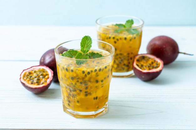 fresh and iced passion fruit juice