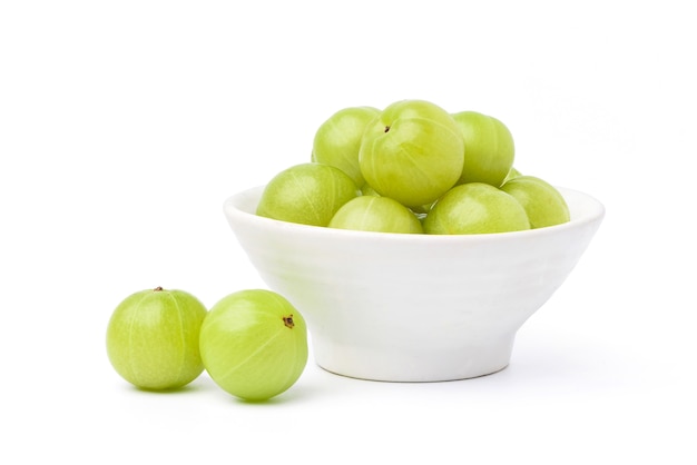 Fresh Indian gooseberry fruits isolated on white