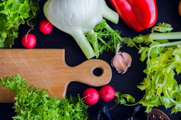 Fresh ingredients for salad