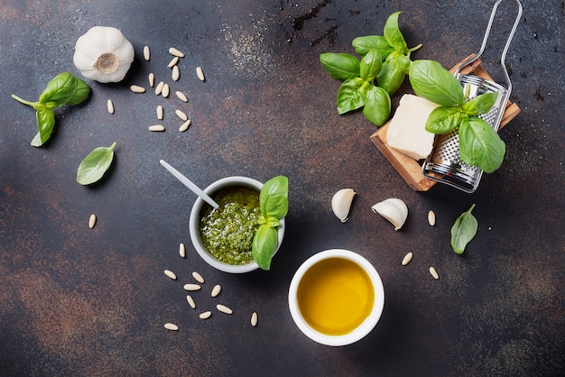 Fresh Italian pesto with basil