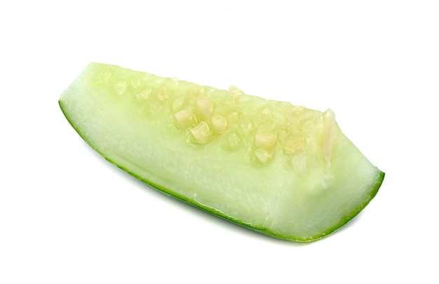 Fresh japanese cucumber sliced isolated on white background