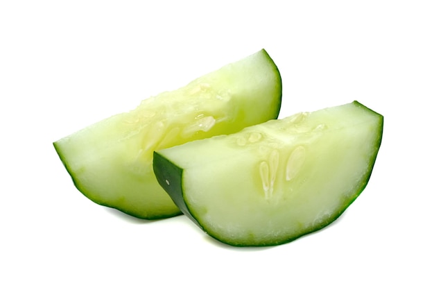 Fresh japanese cucumber sliced isolated on white background