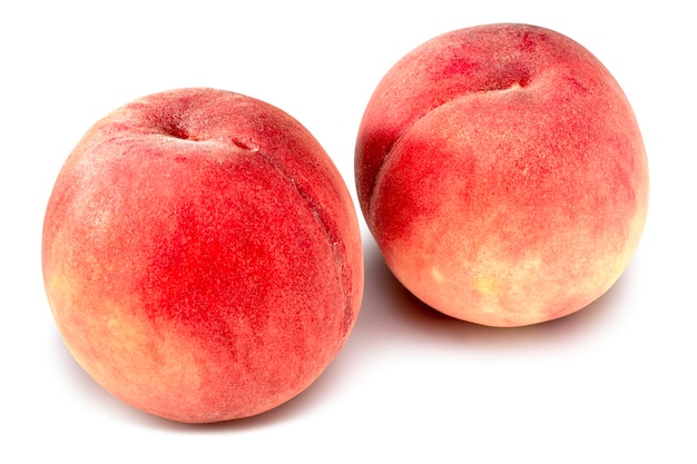 Fresh Japanese peaches on white background Clipping path