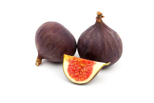 Fresh juicy figs on white background