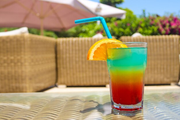 Fresh juicy ice tropical cocktail.