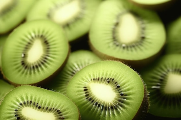 Photo fresh juicy kiwi slices closeup