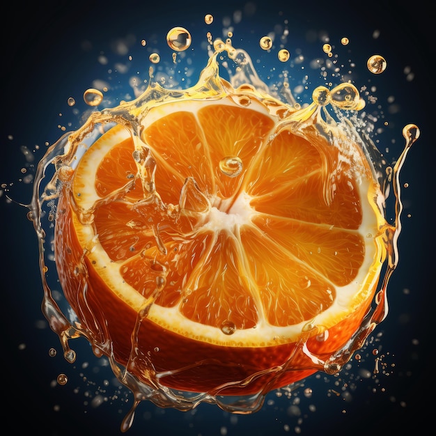 a fresh juicy orange slice splash