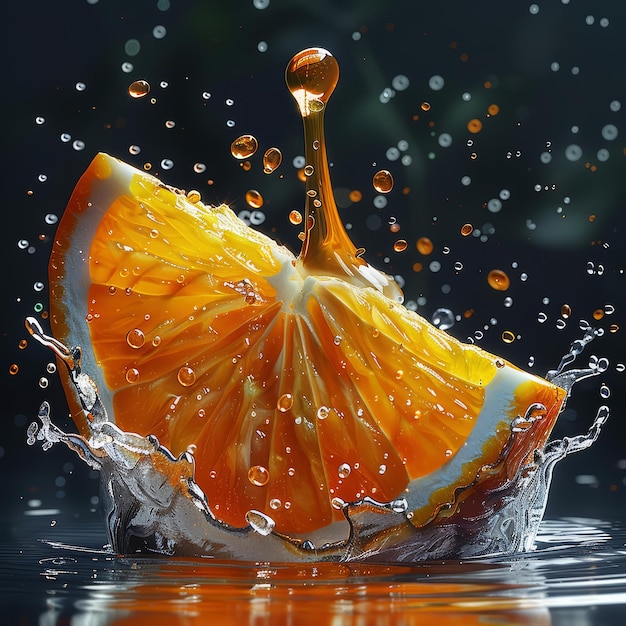 a fresh juicy orange slice splash