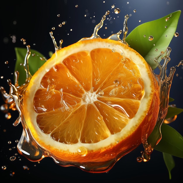 a fresh juicy orange slice splash