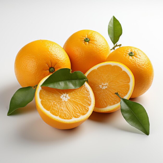 Fresh juicy oranges on a white background Generative AI