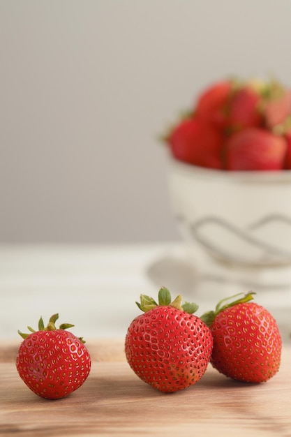 Fresh and juicy strawberries vertical banner with copy space for your text