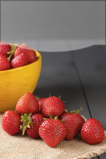 Fresh and juicy strawberries vertical banner with copy space for your text