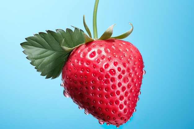 Photo fresh and juicy strawberry on blue background