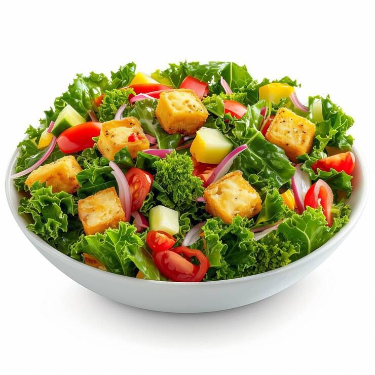Photo fresh kale salad isolated on white background