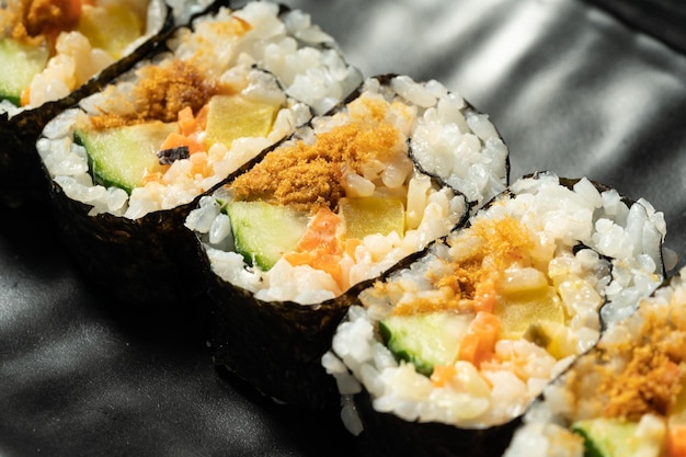 Fresh kimbap on monochrome background