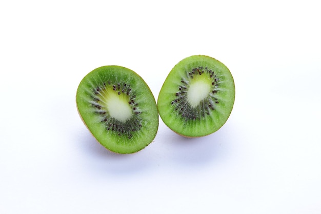 Fresh kiwi sliced on white background. Delicious ripe kiwi fruits