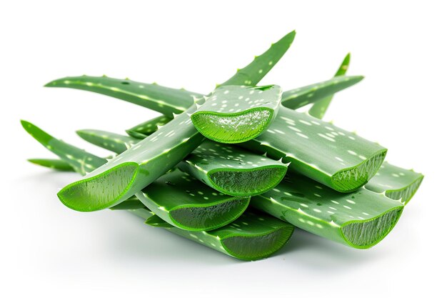 Fresh leaf of aloe vera isolated on a white background