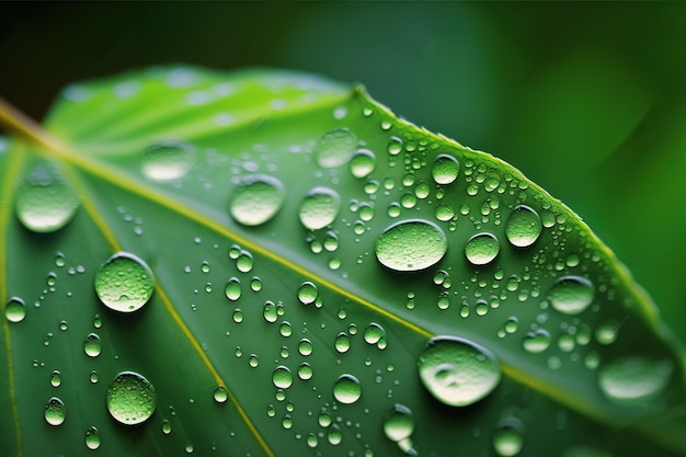 Fresh leaves moistened by dew natural background Ai generated