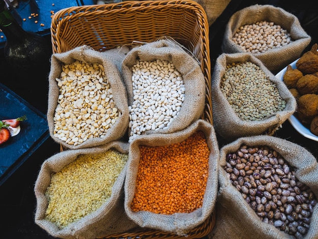 Fresh legumes in the market