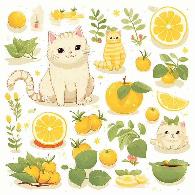 Photo fresh lemon cat