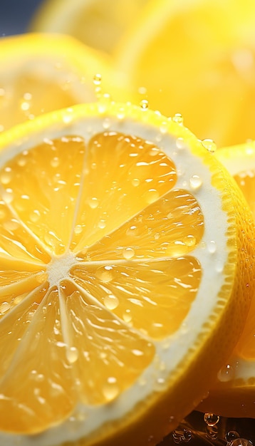 Фотография свежих лимонных фруктов с кинематографическим брызгом воды