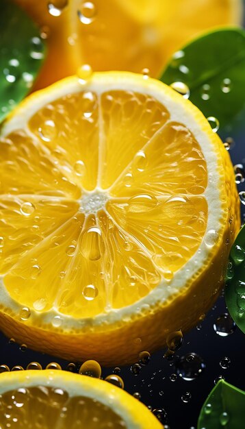 A fresh lemon fruits photography with cinematic watersplash