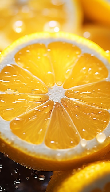 A fresh lemon fruits photography with cinematic watersplash