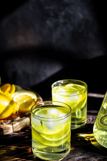 Fresh lemon juice Moody background