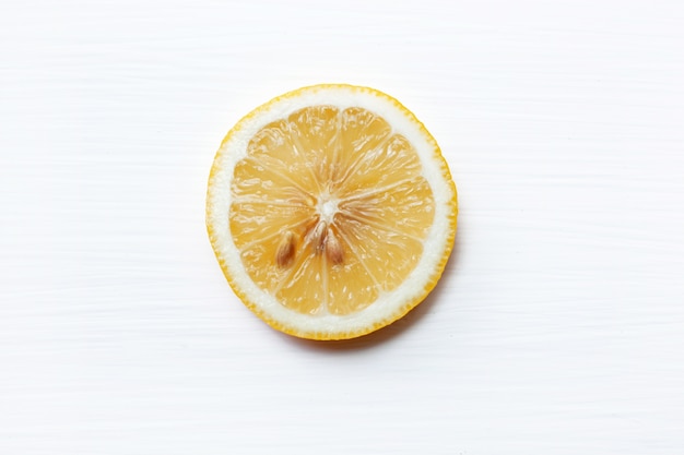 Fresh lemon slice  on  white