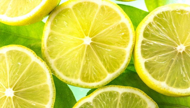 Photo fresh lemon slices on organic background