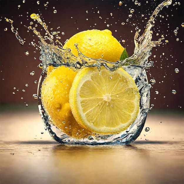 Fresh lemon water splash photo