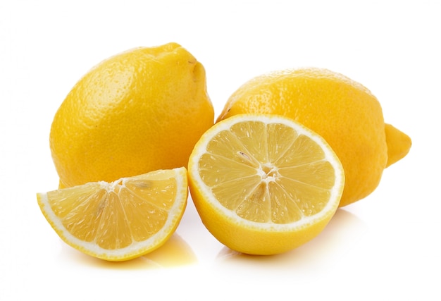 Fresh lemon on white surface