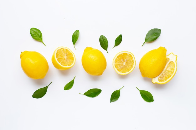 Fresh lemon with leaves isolated