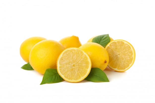 Fresh lemons isolated. Ripe fruit