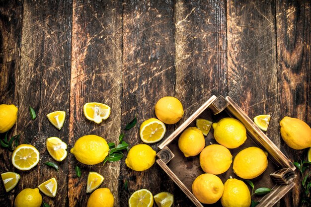 Fresh lemons in an old box.