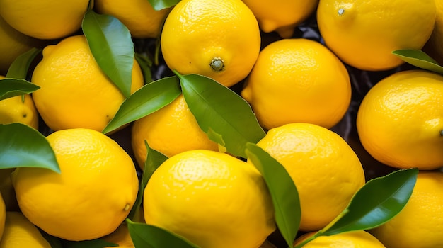 Fresh lemons in a traditional turkish market with vibrant colors