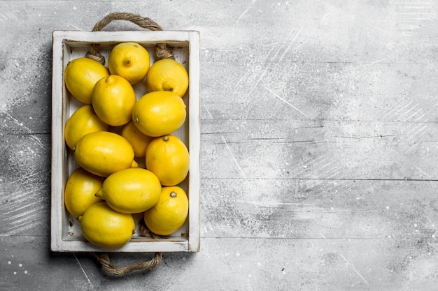 Fresh lemons in the tray