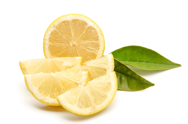 Fresh lemons on white surface