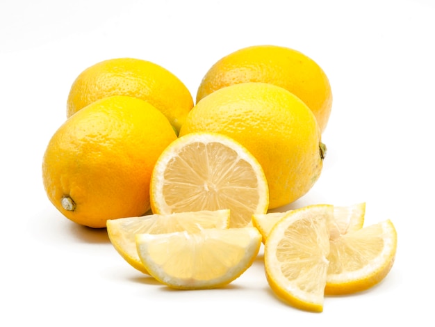 Fresh lemons on white