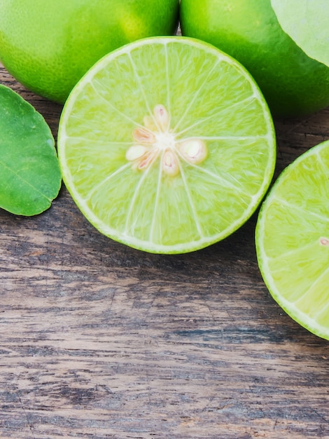 fresh lemons on wooden table